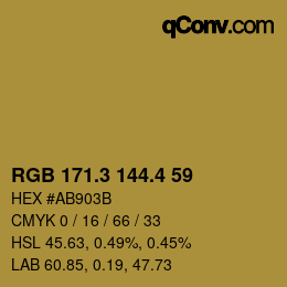 カラーコード: RGB 171.3 144.4 59 | qconv.com