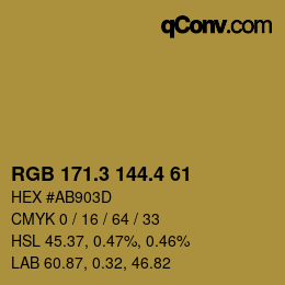 カラーコード: RGB 171.3 144.4 61 | qconv.com