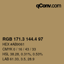 カラーコード: RGB 171.3 144.4 97 | qconv.com