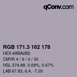 カラーコード: RGB 171.3 162 178 | qconv.com