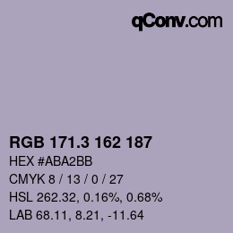 カラーコード: RGB 171.3 162 187 | qconv.com
