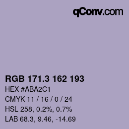 カラーコード: RGB 171.3 162 193 | qconv.com