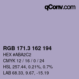 カラーコード: RGB 171.3 162 194 | qconv.com