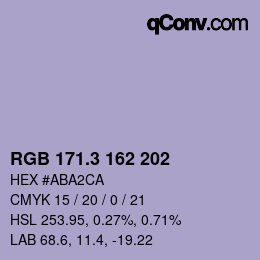 カラーコード: RGB 171.3 162 202 | qconv.com