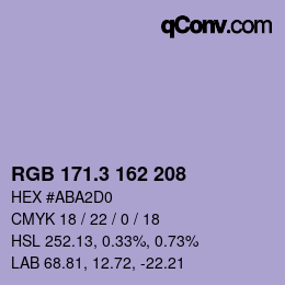 カラーコード: RGB 171.3 162 208 | qconv.com