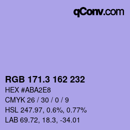 カラーコード: RGB 171.3 162 232 | qconv.com