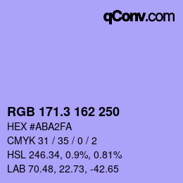カラーコード: RGB 171.3 162 250 | qconv.com