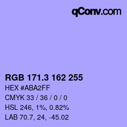 カラーコード: RGB 171.3 162 255 | qconv.com
