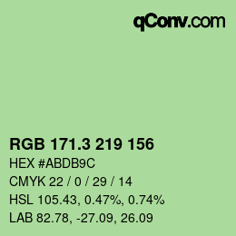 カラーコード: RGB 171.3 219 156 | qconv.com