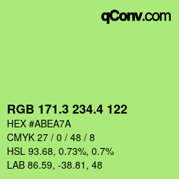 カラーコード: RGB 171.3 234.4 122 | qconv.com
