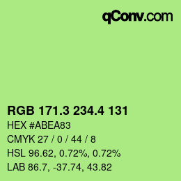 カラーコード: RGB 171.3 234.4 131 | qconv.com