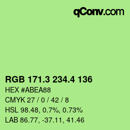 カラーコード: RGB 171.3 234.4 136 | qconv.com