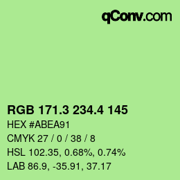 カラーコード: RGB 171.3 234.4 145 | qconv.com