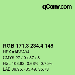 カラーコード: RGB 171.3 234.4 148 | qconv.com