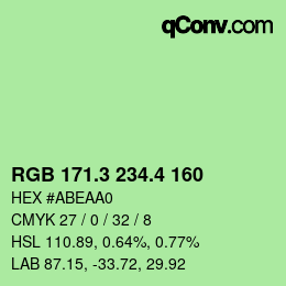 カラーコード: RGB 171.3 234.4 160 | qconv.com