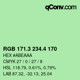 カラーコード: RGB 171.3 234.4 170 | qconv.com