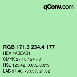 カラーコード: RGB 171.3 234.4 177 | qconv.com