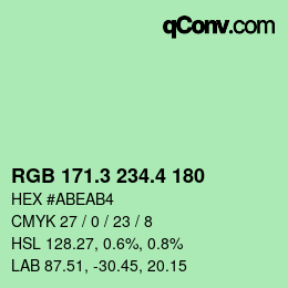 カラーコード: RGB 171.3 234.4 180 | qconv.com