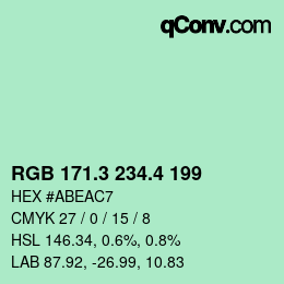 カラーコード: RGB 171.3 234.4 199 | qconv.com
