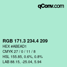カラーコード: RGB 171.3 234.4 209 | qconv.com