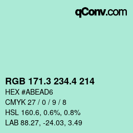 カラーコード: RGB 171.3 234.4 214 | qconv.com