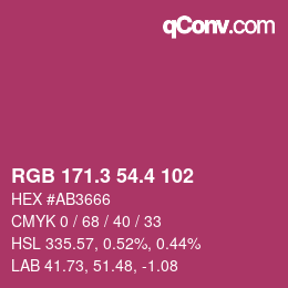 カラーコード: RGB 171.3 54.4 102 | qconv.com