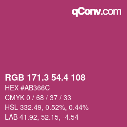 カラーコード: RGB 171.3 54.4 108 | qconv.com