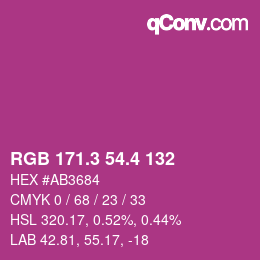 カラーコード: RGB 171.3 54.4 132 | qconv.com