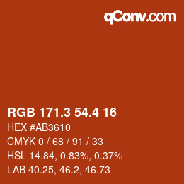 カラーコード: RGB 171.3 54.4 16 | qconv.com