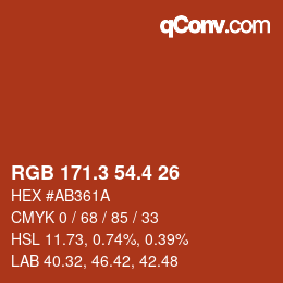 カラーコード: RGB 171.3 54.4 26 | qconv.com
