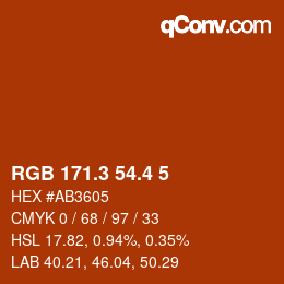 カラーコード: RGB 171.3 54.4 5 | qconv.com