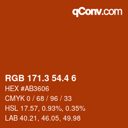 カラーコード: RGB 171.3 54.4 6 | qconv.com