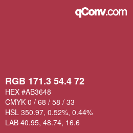 カラーコード: RGB 171.3 54.4 72 | qconv.com