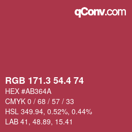 カラーコード: RGB 171.3 54.4 74 | qconv.com