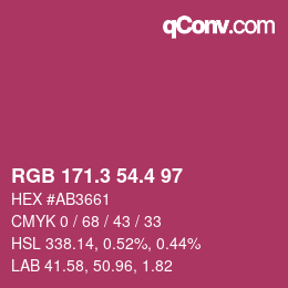 カラーコード: RGB 171.3 54.4 97 | qconv.com