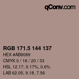 Color code: RGB 171.5 144 137 | qconv.com