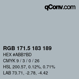 Color code: RGB 171.5 183 189 | qconv.com