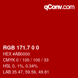 カラーコード: RGB 171.7 0 0 | qconv.com