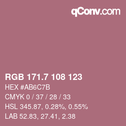 カラーコード: RGB 171.7 108 123 | qconv.com