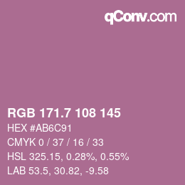 カラーコード: RGB 171.7 108 145 | qconv.com