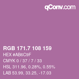 カラーコード: RGB 171.7 108 159 | qconv.com