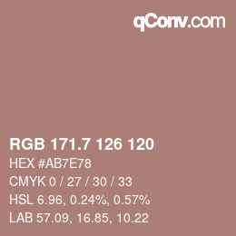 カラーコード: RGB 171.7 126 120 | qconv.com