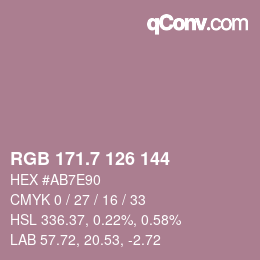 カラーコード: RGB 171.7 126 144 | qconv.com