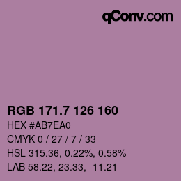 カラーコード: RGB 171.7 126 160 | qconv.com