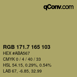 カラーコード: RGB 171.7 165 103 | qconv.com