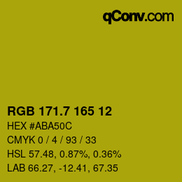 カラーコード: RGB 171.7 165 12 | qconv.com