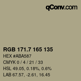 カラーコード: RGB 171.7 165 135 | qconv.com