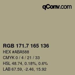 カラーコード: RGB 171.7 165 136 | qconv.com