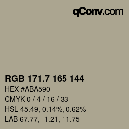 カラーコード: RGB 171.7 165 144 | qconv.com