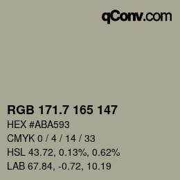 カラーコード: RGB 171.7 165 147 | qconv.com